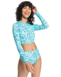 The Quiksilver Womens Collection Womens High Waist Surf Bottoms in Aqua Sky Strange Daze