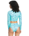 The Quiksilver Womens Collection Womens High Waist Surf Bottoms in Aqua Sky Strange Daze