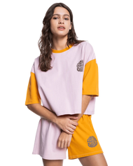 The Quiksilver Womens Collection Womens Vintage Colorblock T-Shirt in Bleached Mauve