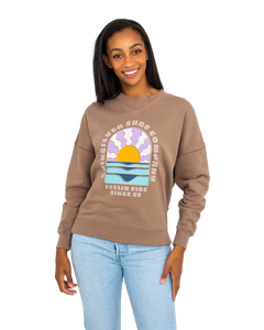 The Quiksilver Womens Collection Womens Oversized Sweatshirt in Fossil