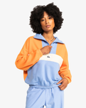 The Quiksilver Womens Collection Womens Uni Block Half Zip Crop Sweatshirt in Tangerine