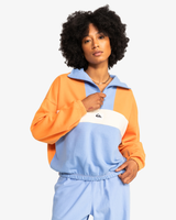 The Quiksilver Womens Collection Womens Uni Block Half Zip Crop Sweatshirt in Tangerine