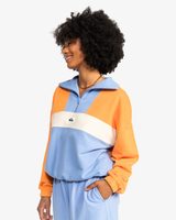 The Quiksilver Womens Collection Womens Uni Block Half Zip Crop Sweatshirt in Tangerine