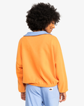 The Quiksilver Womens Collection Womens Uni Block Half Zip Crop Sweatshirt in Tangerine