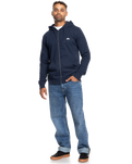 The Quiksilver Mens Basic Zip Hoodie in Navy Blazer