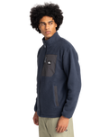 The Quiksilver Mens Clean Coast Zip Fleece Jacket in Blue Nights