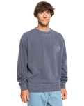 The Quiksilver Mens Garment Dye Sweatshirt in Estate Blue