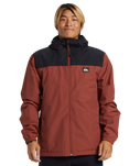 The Quiksilver Mens Overcast 3K Warm Jacket in Henna