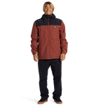 The Quiksilver Mens Overcast 3K Warm Jacket in Henna