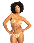 The Quiksilver Womens Collection Womens Uni Love Blows Bikini Top in Canyon Clay 2 Tones Flower