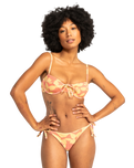 The Quiksilver Womens Collection Womens Uni Love Blows Bikini Top in Canyon Clay 2 Tones Flower