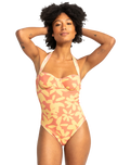 The Quiksilver Womens Collection Womens Uni Love Blows Swimsuit in Canyon Clay 2 Tones Flower