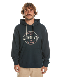 The Quiksilver Mens Circle Up Hoodie in Navy Blazer