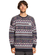 The Quiksilver Mens Purple Vision Crew Neck Jumper in Grape Shake