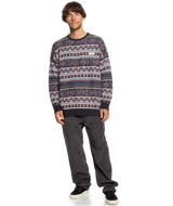 The Quiksilver Mens Purple Vision Crew Neck Jumper in Grape Shake