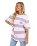 The Quiksilver Womens Collection Womens The Boyf Stripe T-Shirt in Pastel Lilac