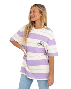 The Quiksilver Womens Collection Womens The Boyf Stripe T-Shirt in Pastel Lilac