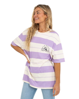 The Quiksilver Womens Collection Womens The Boyf Stripe T-Shirt in Pastel Lilac