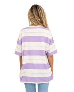 The Quiksilver Womens Collection Womens The Boyf Stripe T-Shirt in Pastel Lilac