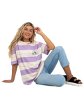 The Quiksilver Womens Collection Womens The Boyf Stripe T-Shirt in Pastel Lilac