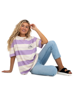 The Quiksilver Womens Collection Womens The Boyf Stripe T-Shirt in Pastel Lilac