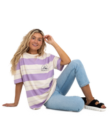 The Quiksilver Womens Collection Womens The Boyf Stripe T-Shirt in Pastel Lilac