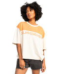 The Quiksilver Womens Collection Womens Uni Boyfriend Block T-Shirt in Tangerine