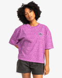 The Quiksilver Womens Collection Womens Uni Boyfriend Crop T-Shirt in Violet Heritage