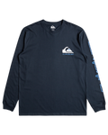 The Quiksilver Mens Comp Logo Long Sleeve T-Shirt in Dark Navy