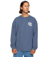 The Quiksilver Mens Take Us Back Long Sleeve Tee in Vintage Indigo