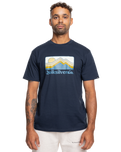 The Quiksilver Mens Gradient Mountains T-Shirt in Navy Blazer