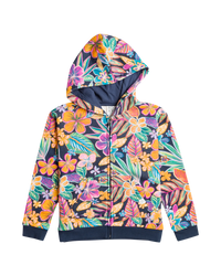 The Roxy Girls Girls Heart Beats Zip Hoodie in Mood Indigo True Paradise