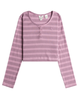 The Roxy Girls Girls Violet Chemistry T-Shirt in Mauve Orchid Stripy Stipe