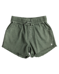 The Roxy Girls Girls Scenic Route Twill Shorts in Agave Green