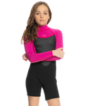 The Roxy Girls Prologue 2/2mm Back Zip Shorty Wetsuit in Festival Fuchsia