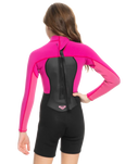 The Roxy Girls Prologue 2/2mm Back Zip Shorty Wetsuit in Festival Fuchsia