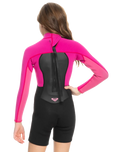 The Roxy Girls Prologue 2/2mm Back Zip Shorty Wetsuit in Festival Fuchsia