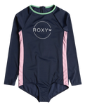 The Roxy Girls Girls Ilacabo Long Sleeve Swimsuit in Naval Academy