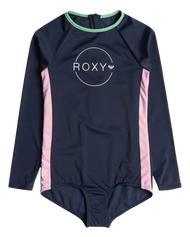 The Roxy Girls Girls Ilacabo Long Sleeve Swimsuit in Naval Academy