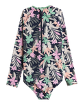 The Roxy Girls Girls Ilacabo Long Sleeve Print Swimsuit in Naval Academy & Ilacabo