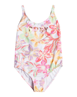 The Roxy Girls Girls Tropical Time One Piece Swimsuit in Bright White Bayside Blooms