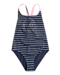 The Roxy Girls Girls Bico Stripe Swimsuit in Naval Academy