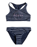 The Roxy Girls Girls Bico Stripe Crop Top Bikini Set in Naval Academy