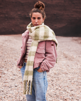 The Roxy Womens Cute Blush Scarf in Oil Green Be Bold Plaid