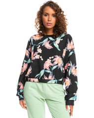 The Roxy Womens Off To The Beach Sweatshirt in Anthracite Paradise Found