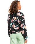 The Roxy Womens Off To The Beach Sweatshirt in Anthracite Paradise Found