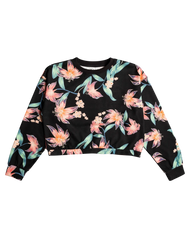 The Roxy Womens Off To The Beach Sweatshirt in Anthracite Paradise Found