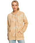 The Roxy Womens Fools Gold Zip Hoodie in Beige Crystal Wash