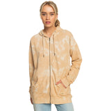 The Roxy Womens Fools Gold Zip Hoodie in Beige Crystal Wash