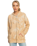 The Roxy Womens Fools Gold Zip Hoodie in Beige Crystal Wash